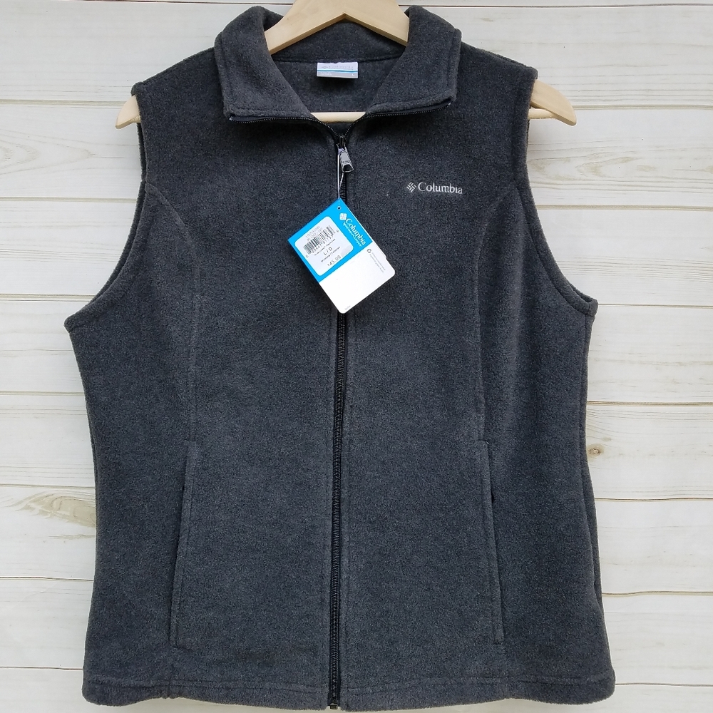 NWT Columbia L fleece vest charcoal